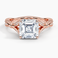 Asscher Moissanite Floral Openwork Cathedral Engagement Ring