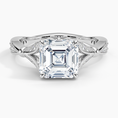 Asscher Moissanite Floral Openwork Cathedral Engagement Ring