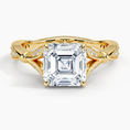 Asscher Moissanite Floral Openwork Cathedral Engagement Ring
