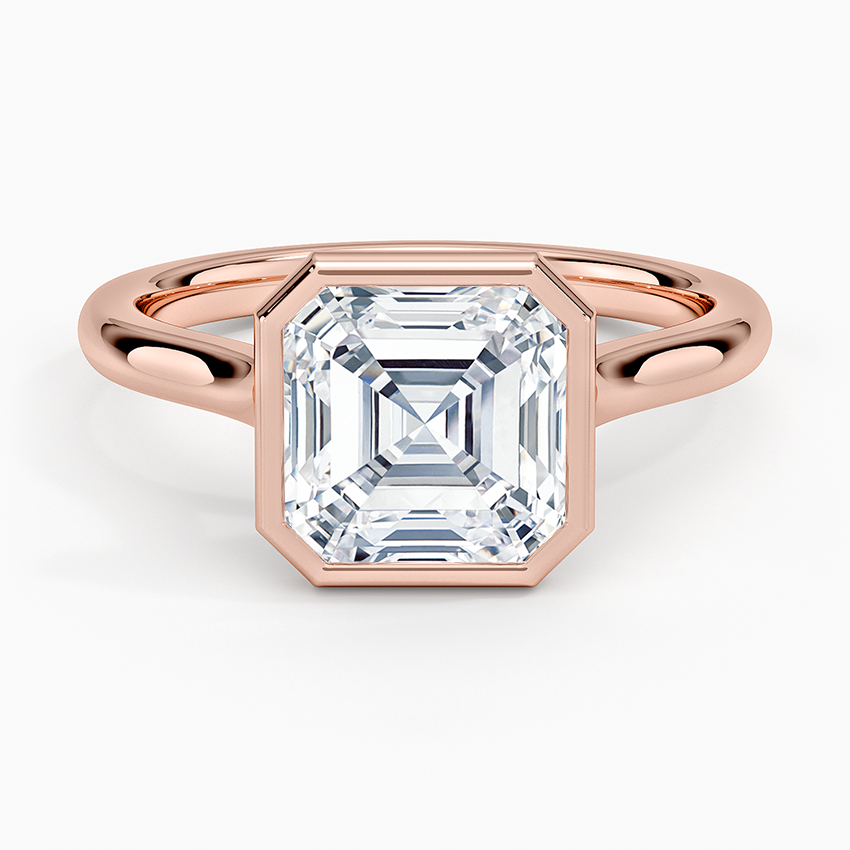 Asscher Cut Bezel Moissanite Engagement Ring