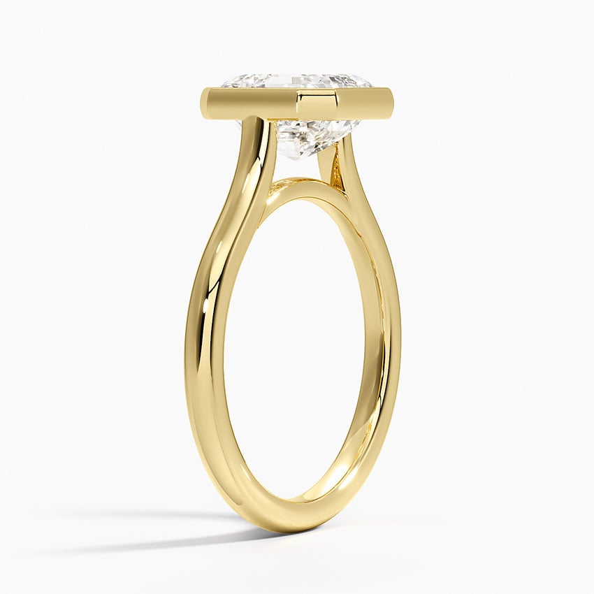 Asscher Cut Bezel Moissanite Engagement Ring