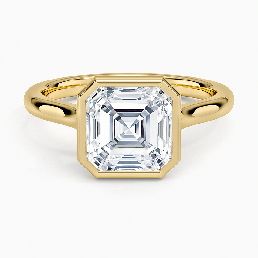 Asscher Cut Bezel Moissanite Engagement Ring