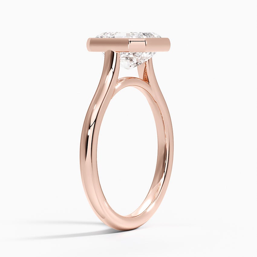 Asscher Cut Bezel Moissanite Engagement Ring