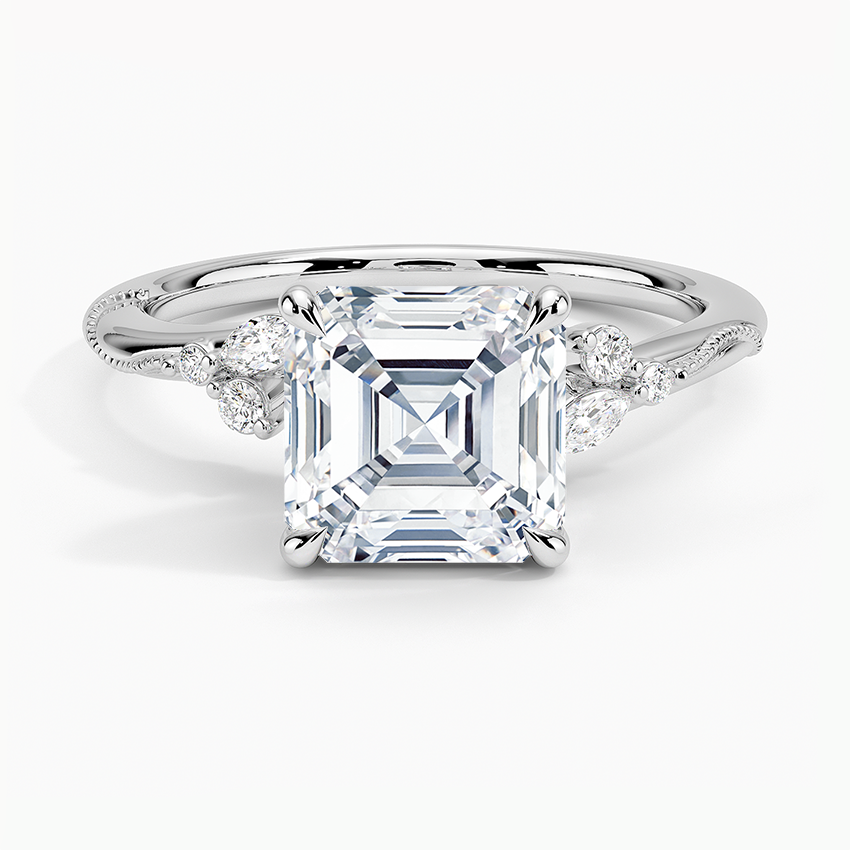 Asscher Cut Floral-Inspired Engagement Ring