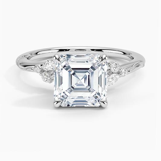 Asscher Cut Floral-Inspired Engagement Ring