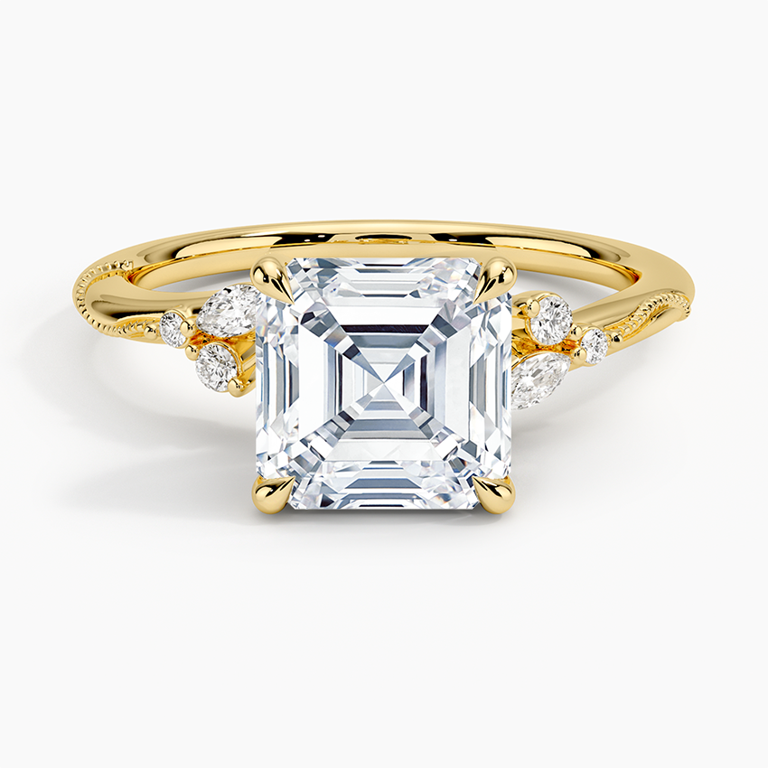 Asscher Cut Floral-Inspired Engagement Ring