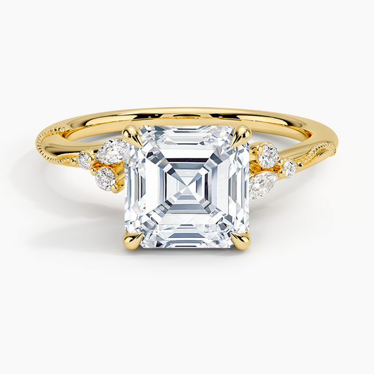 Asscher Cut Floral-Inspired Engagement Ring