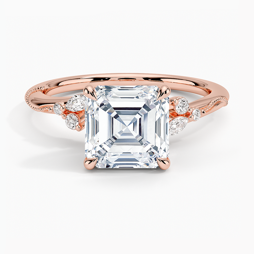 Asscher Cut Floral-Inspired Engagement Ring