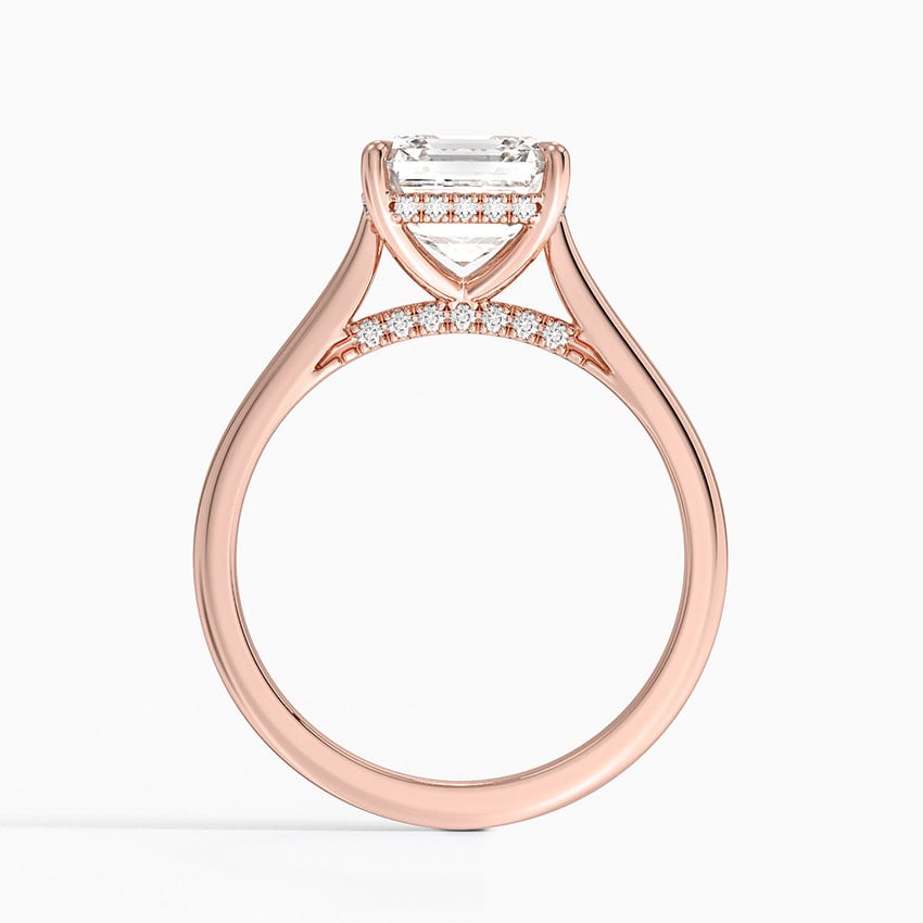 Asscher Cut Hidden Halo Moissanite Engagement Ring