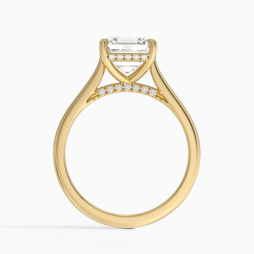 Asscher Cut Hidden Halo Moissanite Engagement Ring
