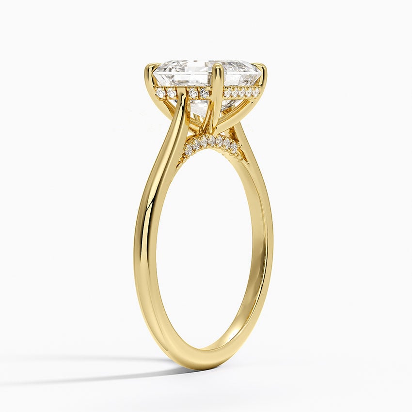 Asscher Cut Hidden Halo Moissanite Engagement Ring