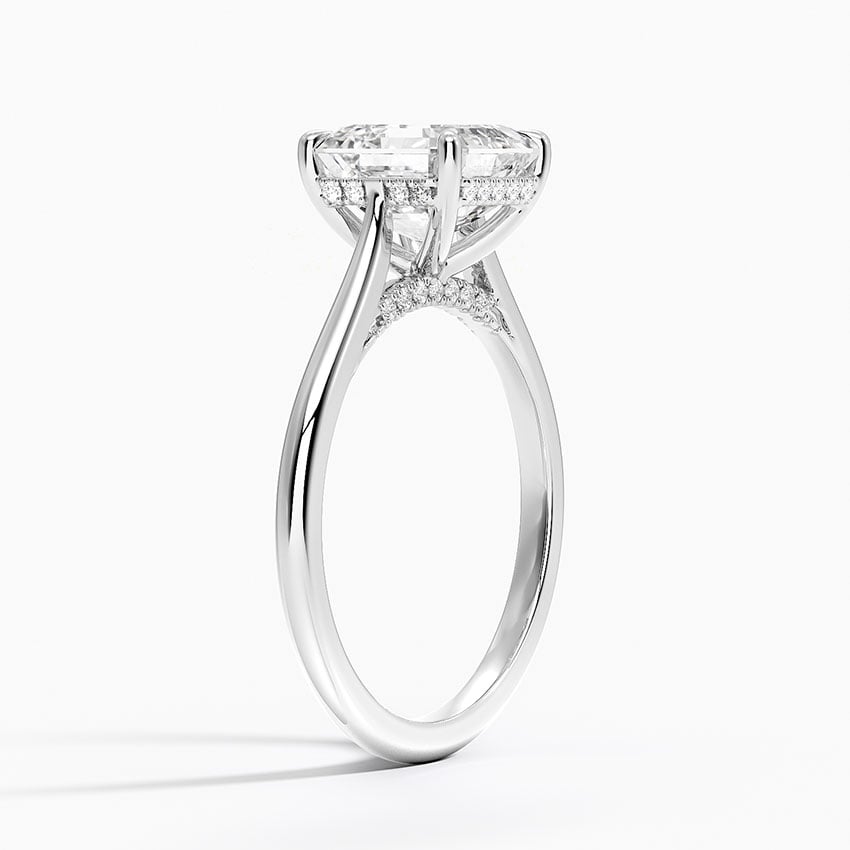 Asscher Cut Hidden Halo Moissanite Engagement Ring