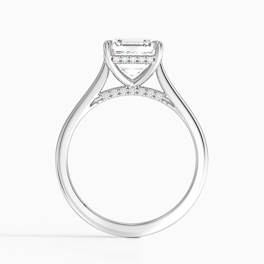 Asscher Cut Hidden Halo Moissanite Engagement Ring