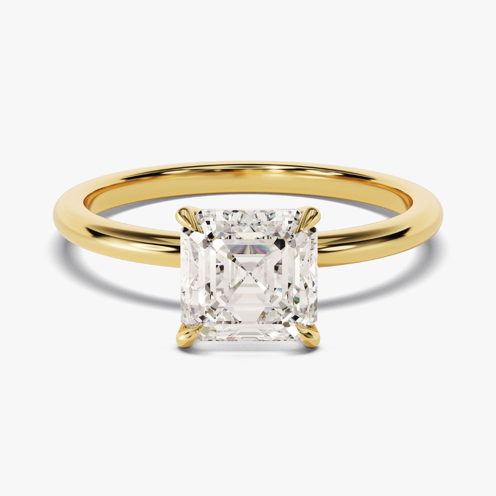 Asscher Cut Solitaire Moissanite Engagement Ring