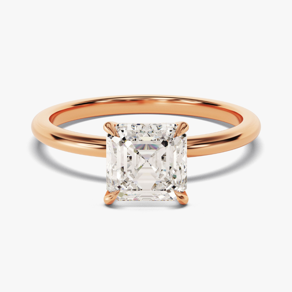 Asscher Cut Solitaire Moissanite Engagement Ring
