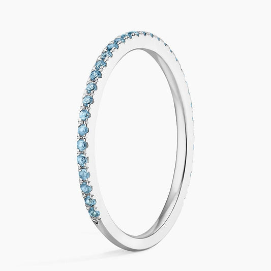 Azure Three-Quarter Coverage Blue Topaz Wedding Band - 1.4 mm