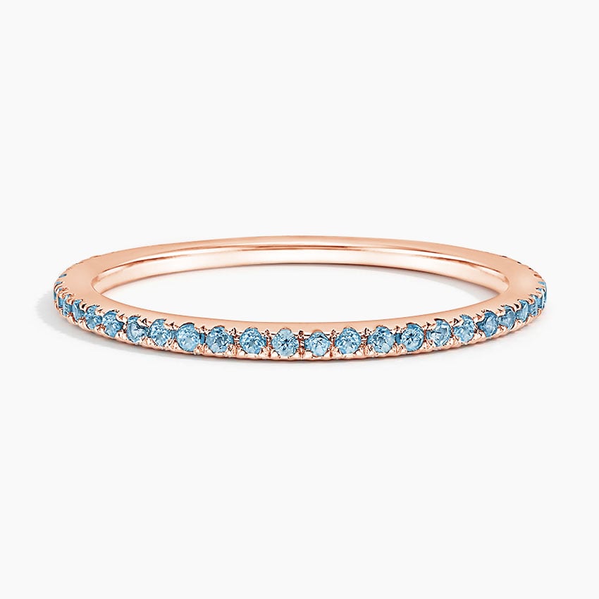 Azure Three-Quarter Coverage Blue Topaz Wedding Band - 1.4 mm