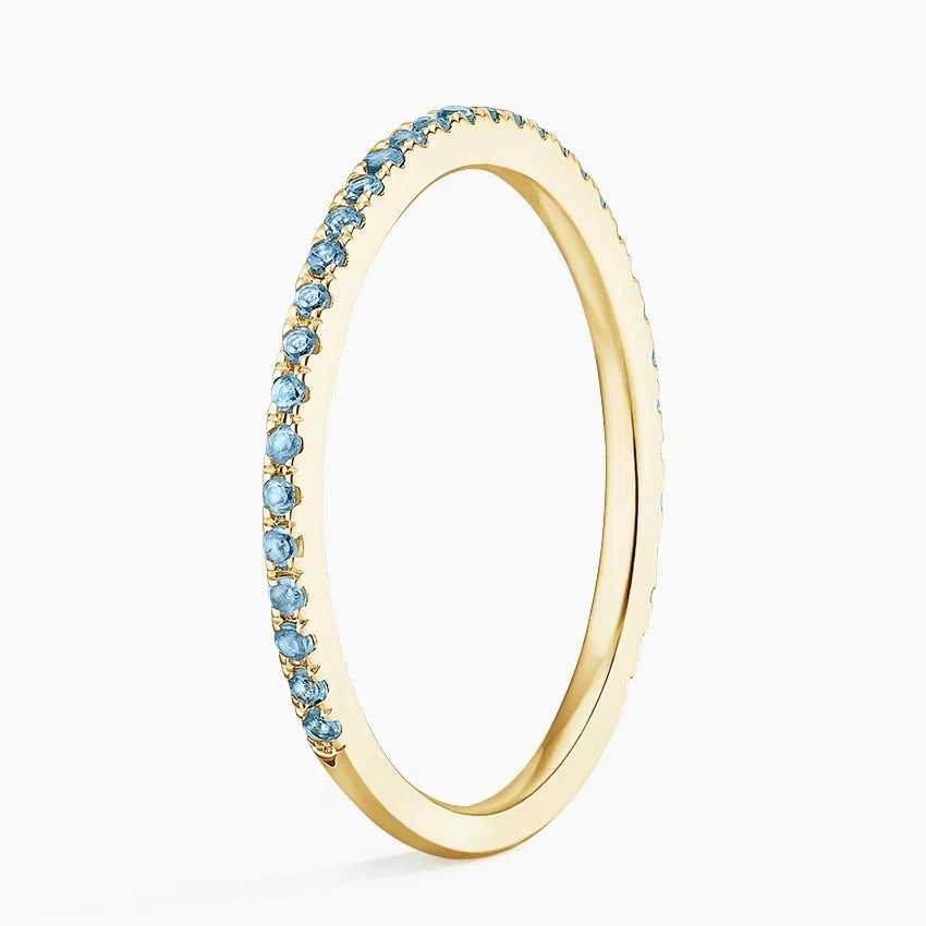 Azure Three-Quarter Coverage Blue Topaz Wedding Band - 1.4 mm
