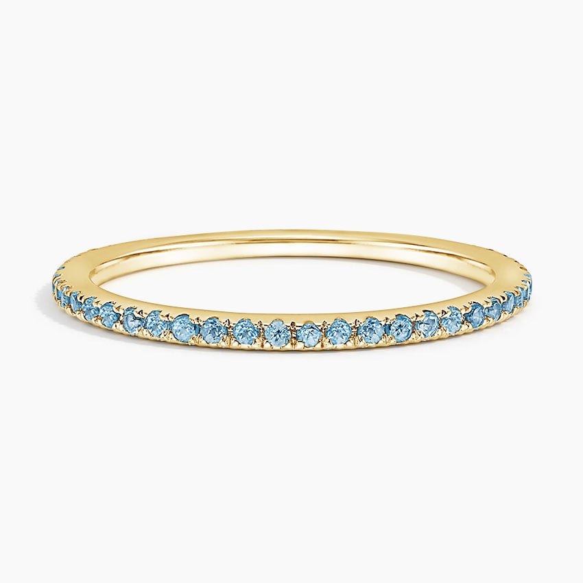 Azure Three-Quarter Coverage Blue Topaz Wedding Band - 1.4 mm