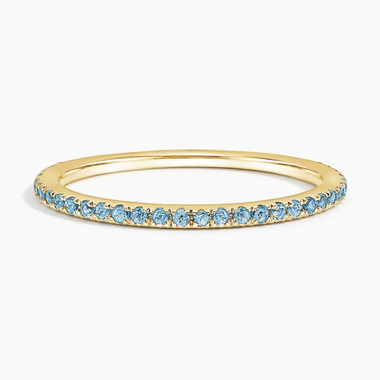 Azure Three-Quarter Coverage Swiss Blue Topaz Wedding Band - 1.4 mm