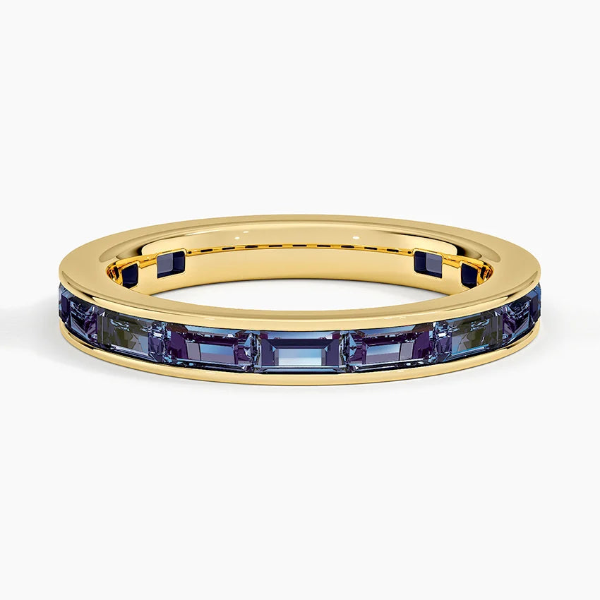 Baguette Lab Alexandrite Channel-Set Extended Eternity Wedding Band - 2.8 mm