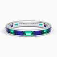 Baguette Lab Sapphire and Emerald Channel-Set Extended Eternity Wedding Band - 2.8 mm