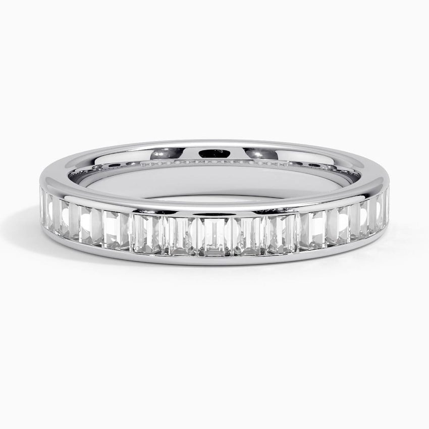 Baguette Moissanite Channel Accent Wedding Band -3.7 mm