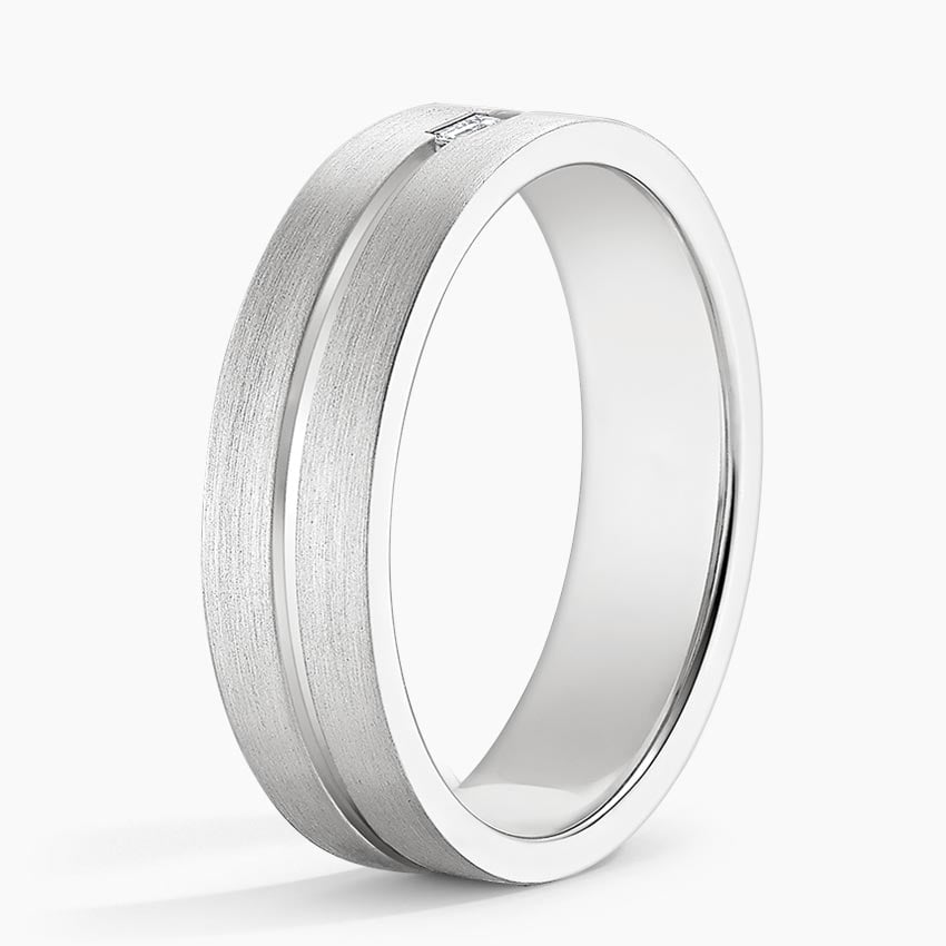 5.5 mm Baguette Moissanite Groove Matte Men’s Wedding Band