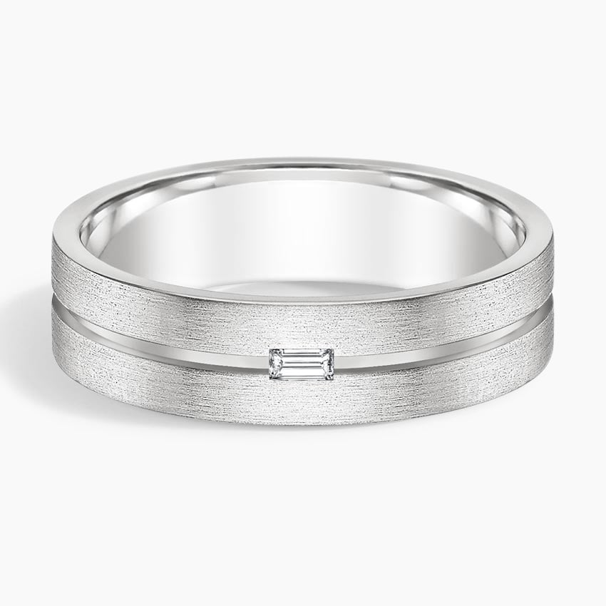 5.5 mm Baguette Moissanite Groove Matte Men’s Wedding Band