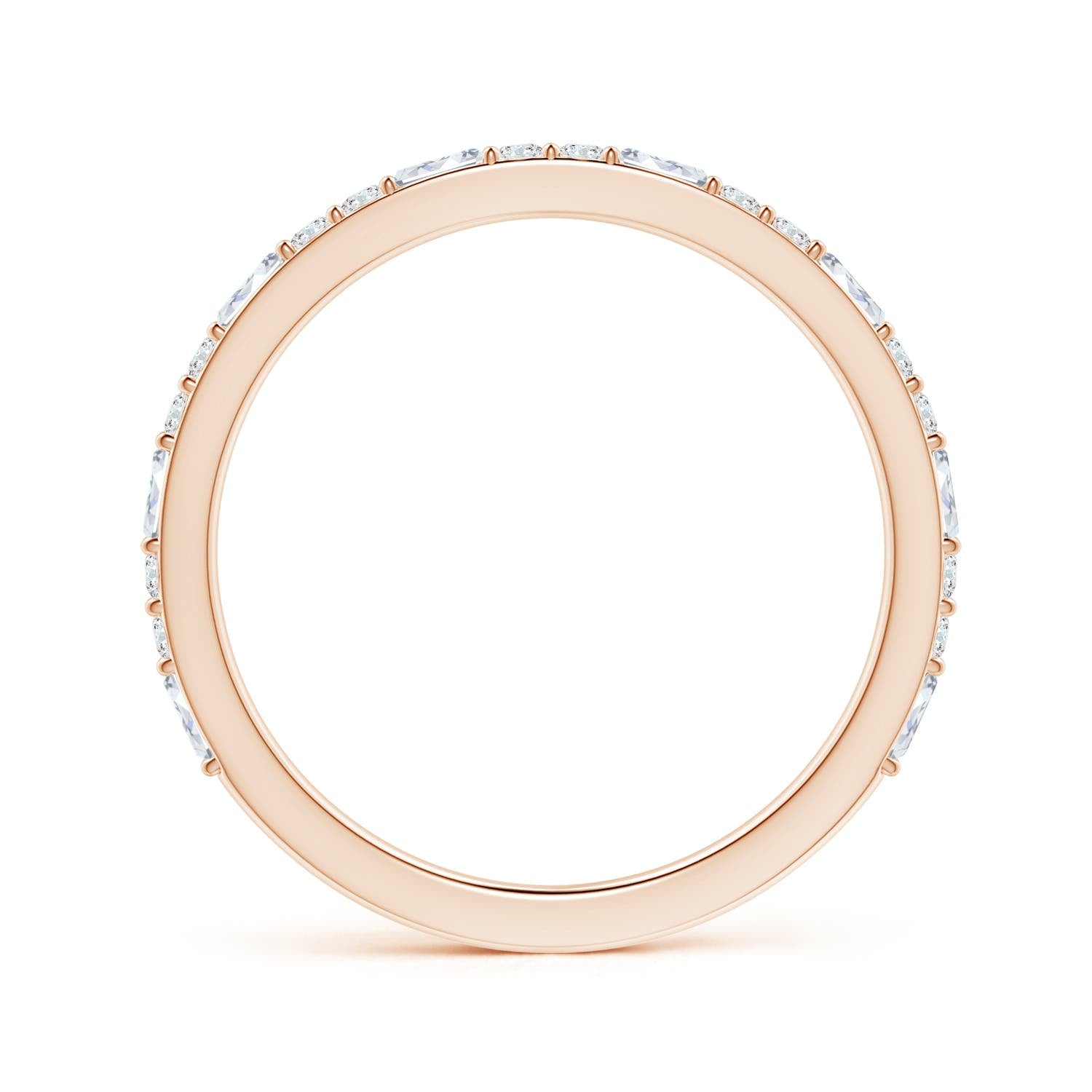Baguette and Round Moissanite Half Eternity Stackable Wedding Band