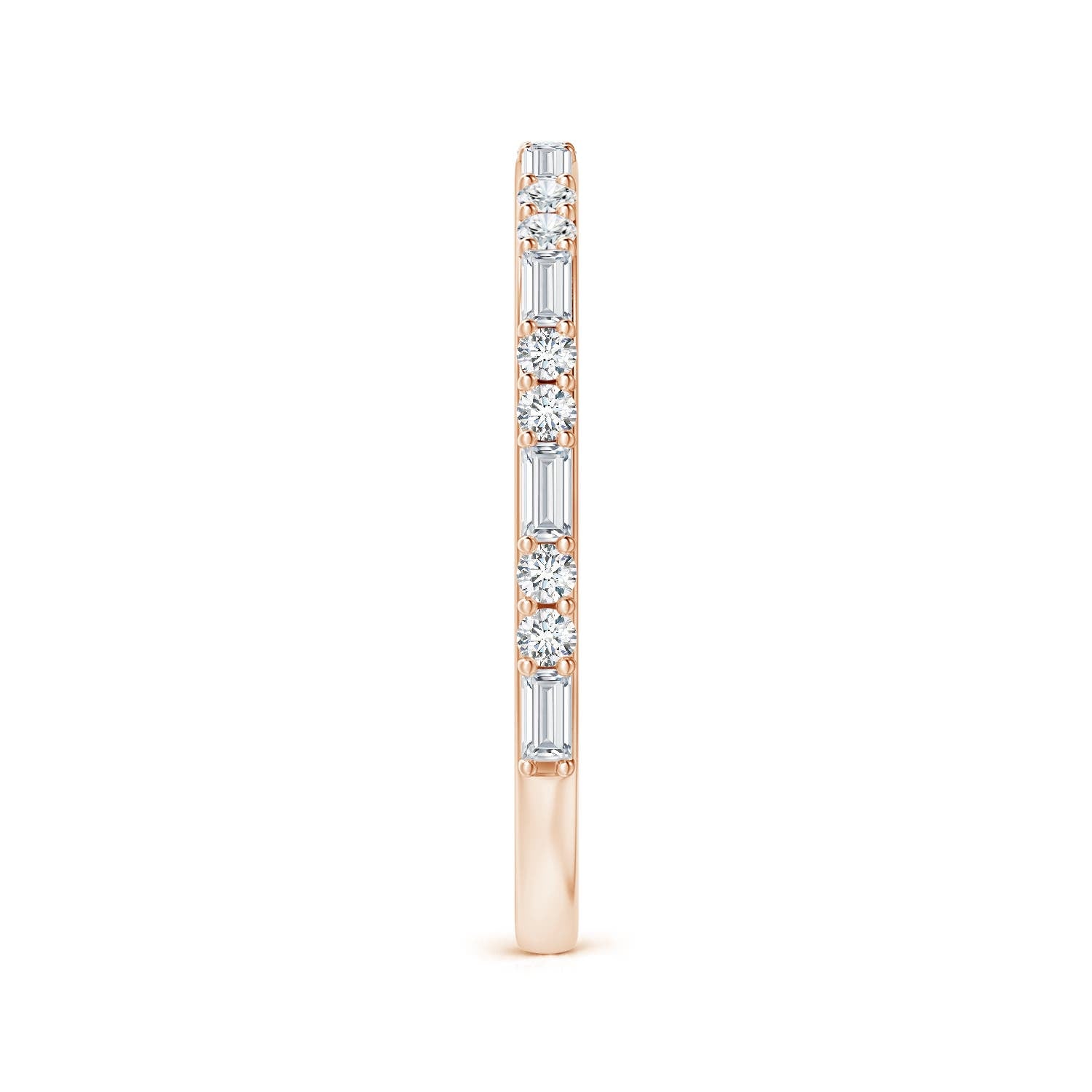 Baguette and Round Moissanite Half Eternity Stackable Wedding Band