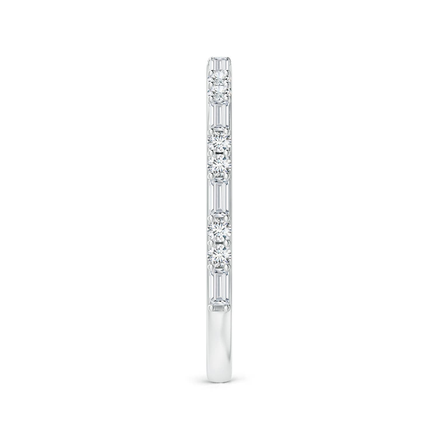 Baguette and Round Moissanite Half Eternity Stackable Wedding Band