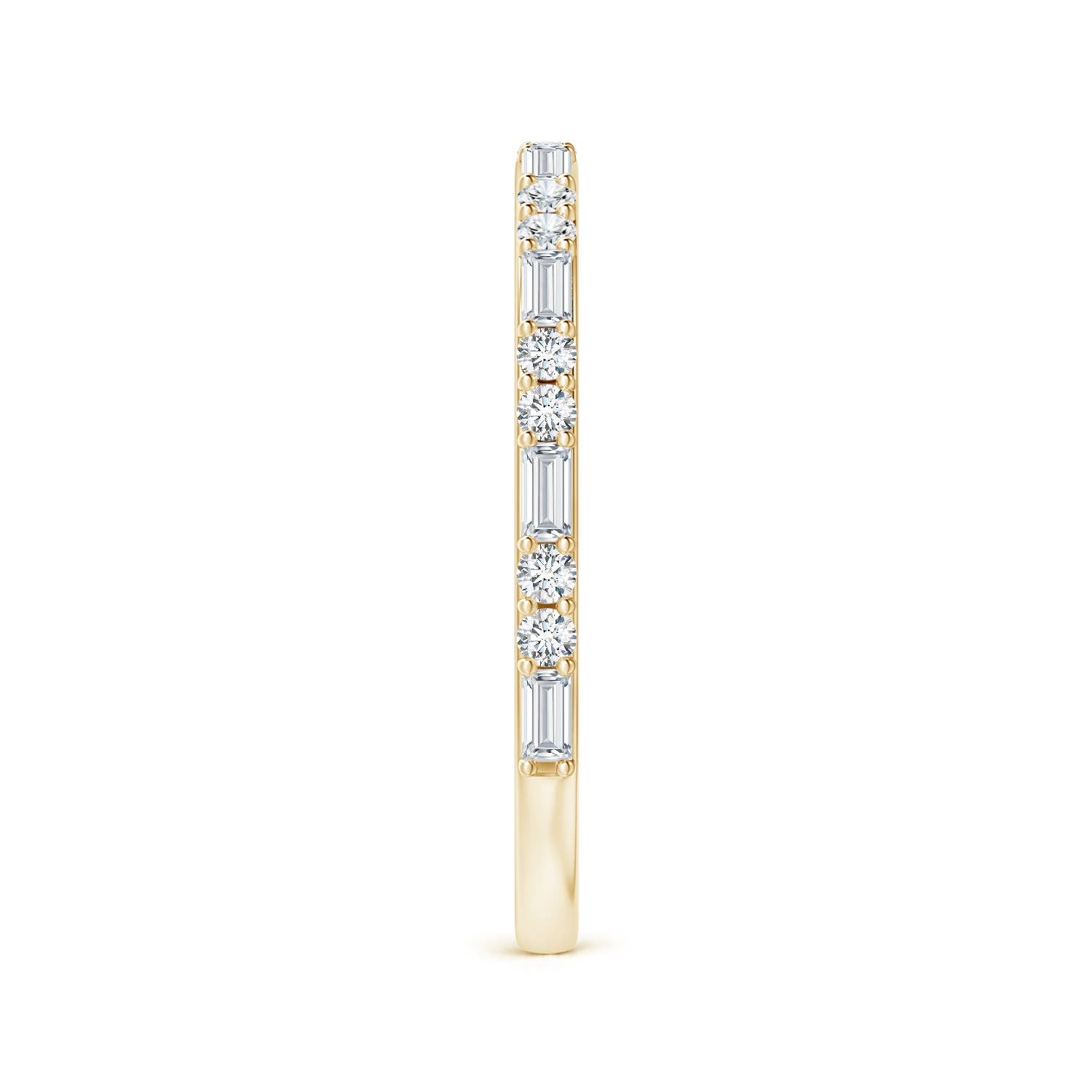 Baguette and Round Moissanite Half Eternity Stackable Wedding Band