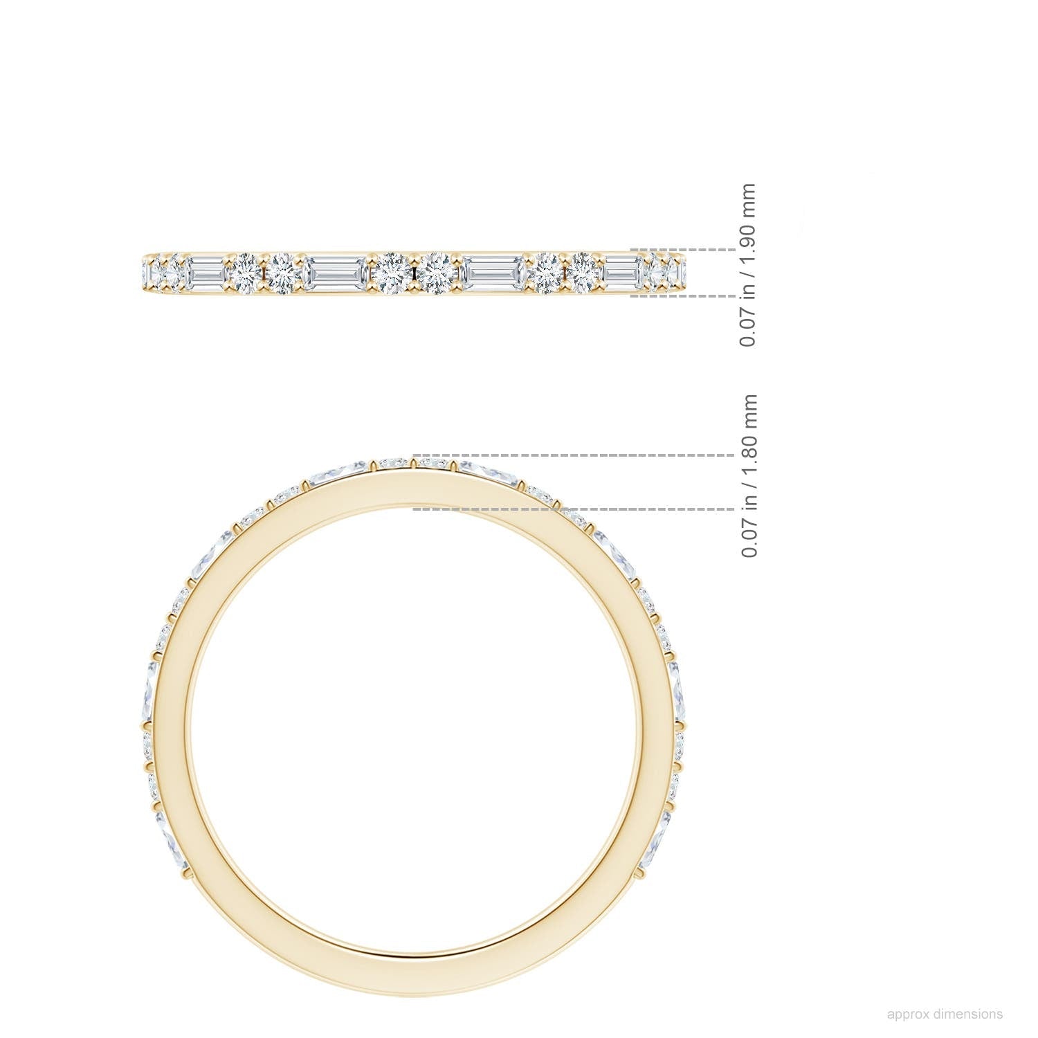 Baguette and Round Moissanite Half Eternity Stackable Wedding Band