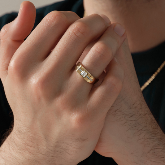 Baguette Cut Moissanite Men's Ring