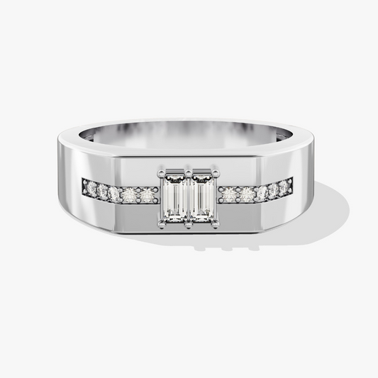 Baguette Cut Moissanite Men's Ring