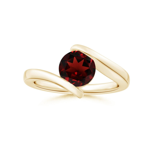 Bar-Set Solitaire Round Garnet Bypass Promise Ring