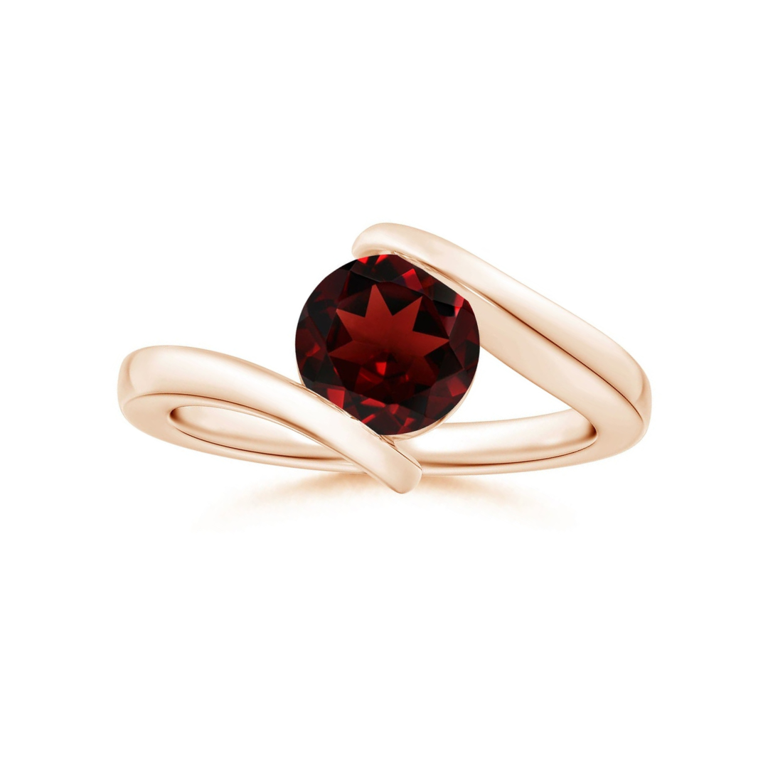 Bar-Set Solitaire Round Garnet Bypass Promise Ring