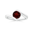 Bar-Set Solitaire Round Garnet Bypass Promise Ring