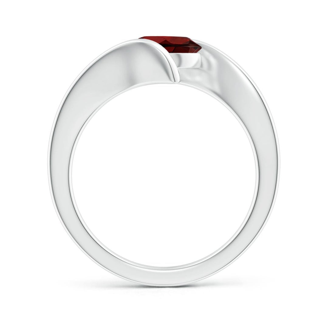 Bar-Set Solitaire Round Garnet Bypass Promise Ring