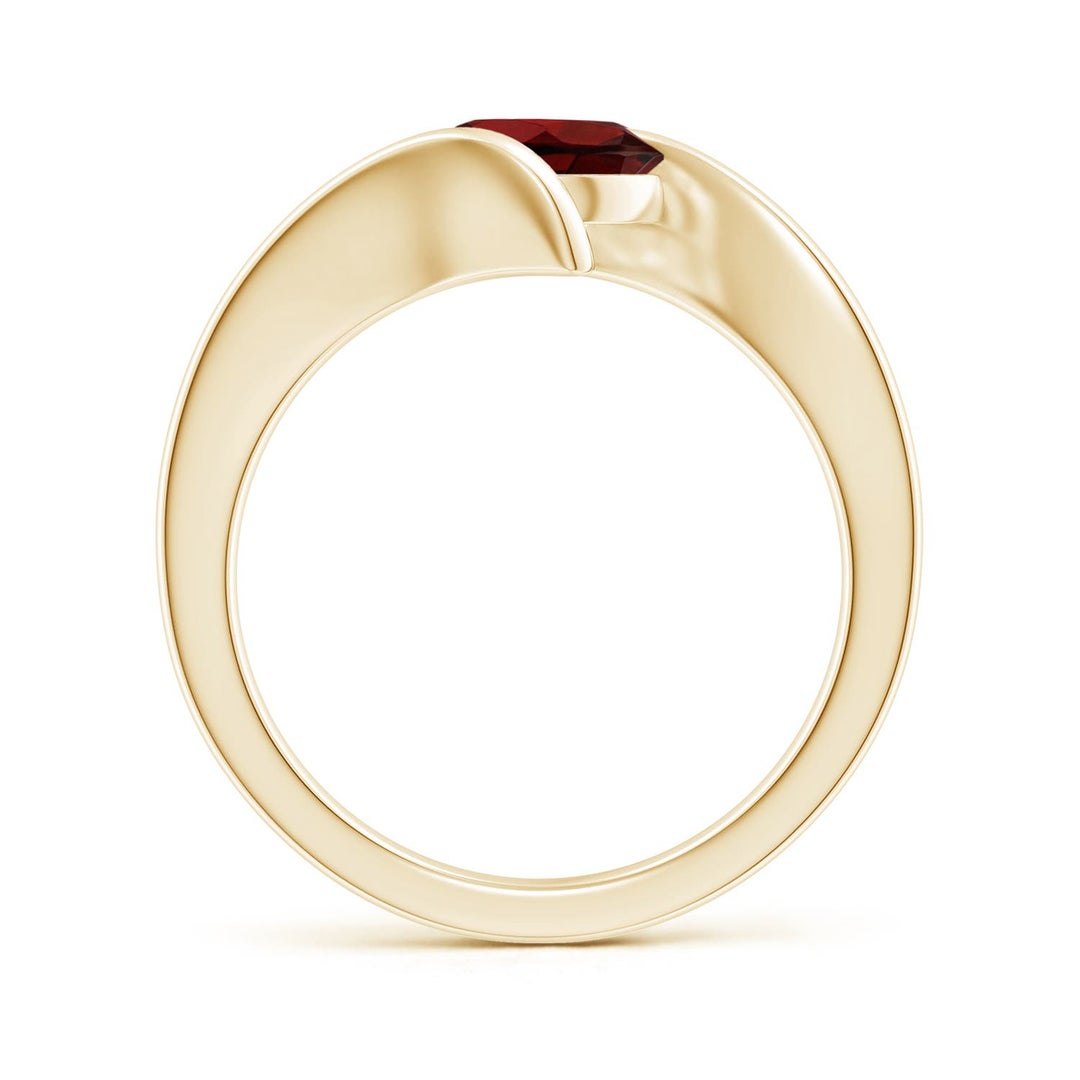 Bar-Set Solitaire Round Garnet Bypass Promise Ring