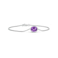 Beaded Bezel-Set Oval Amethyst Chain Bracelet
