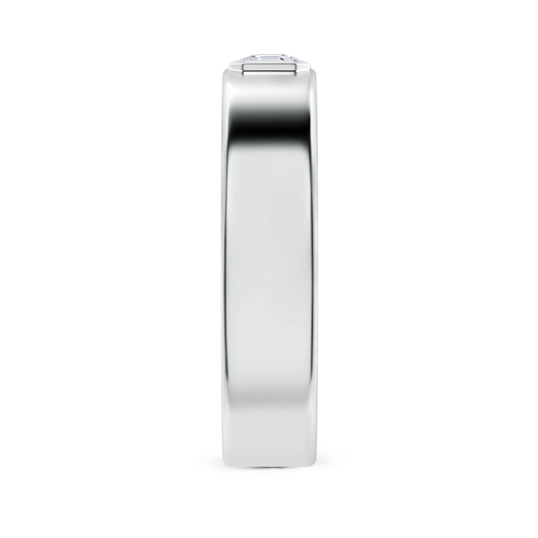 Bezel Asscher-Cut Moissanite Men’s Wedding Band-6.2 mm