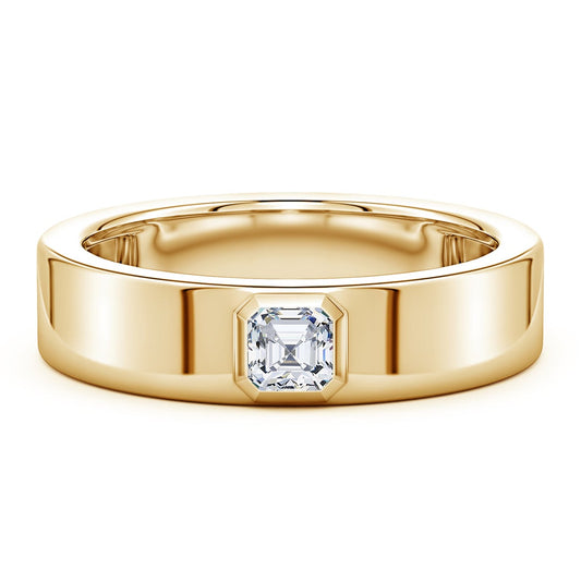 Bezel Asscher-Cut Moissanite Men’s Wedding Band-6.2 mm