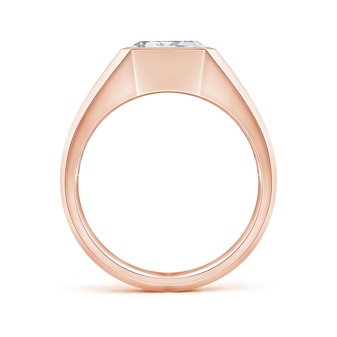 Bezel East–West Emerald-Cut Moissanite Men’s Signet Ring