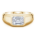 Bezel East–West Emerald-Cut Moissanite Men’s Signet Ring