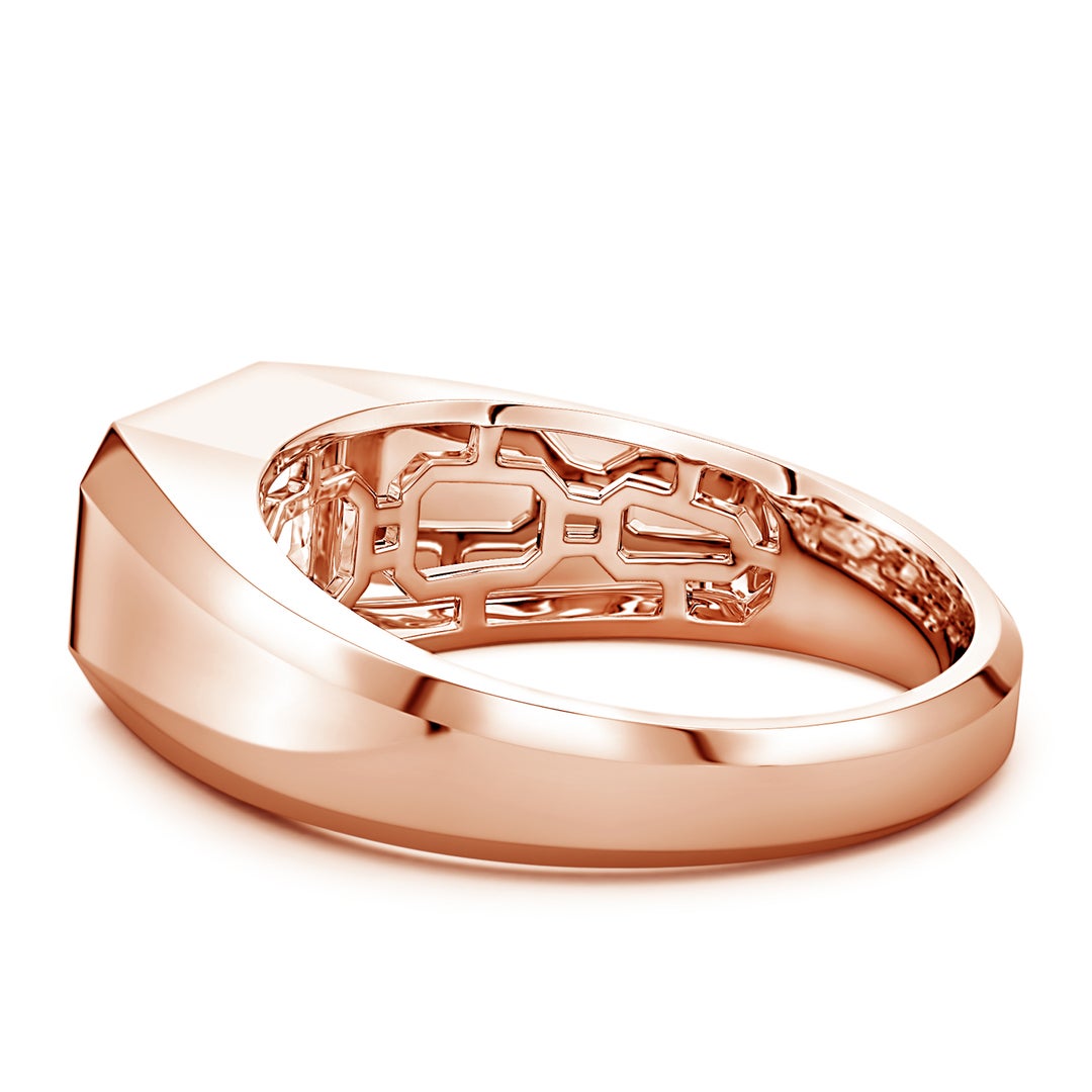 Bezel East–West Emerald-Cut Moissanite Men’s Signet Ring