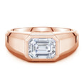 Bezel East–West Emerald-Cut Moissanite Men’s Signet Ring