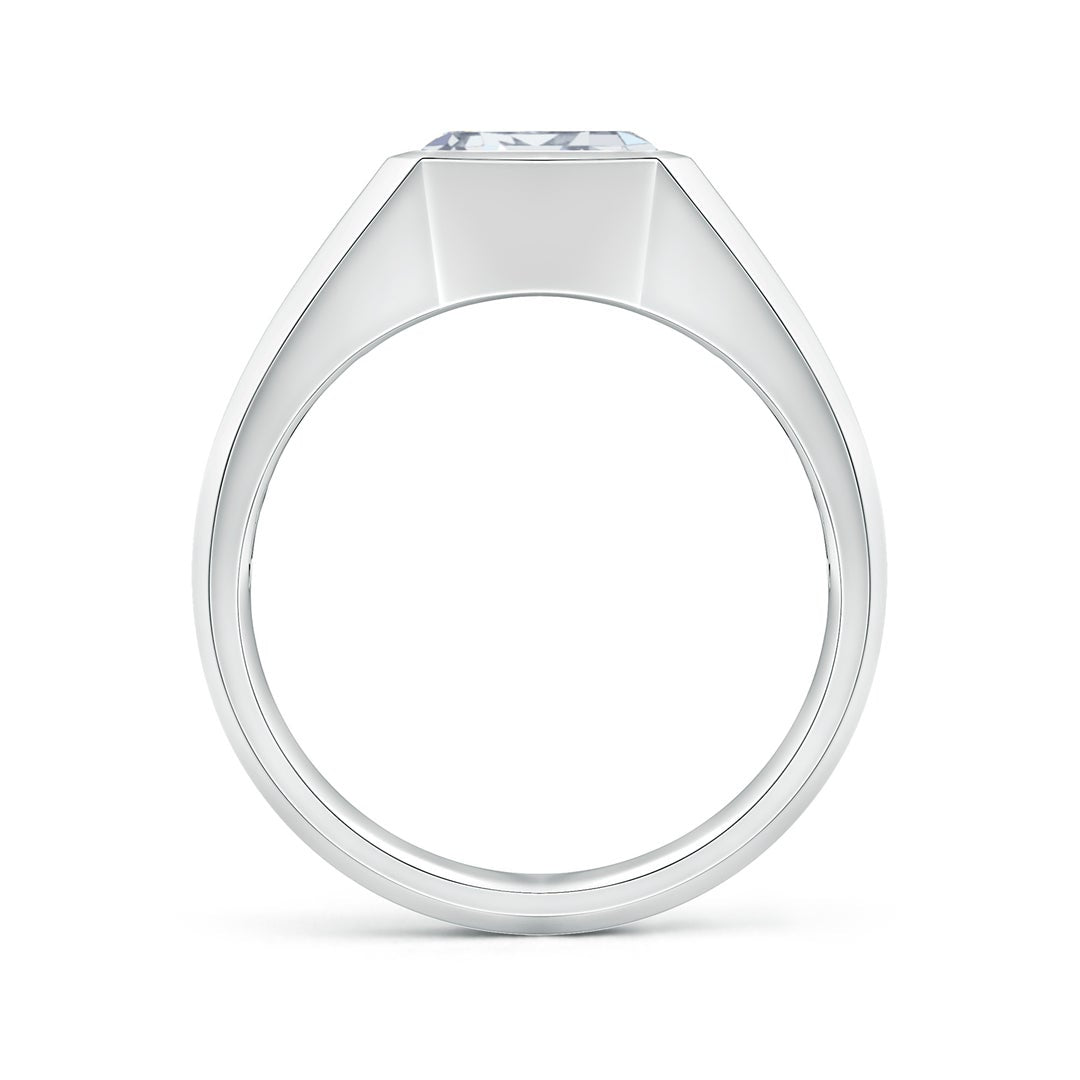 Bezel East–West Emerald-Cut Moissanite Men’s Signet Ring