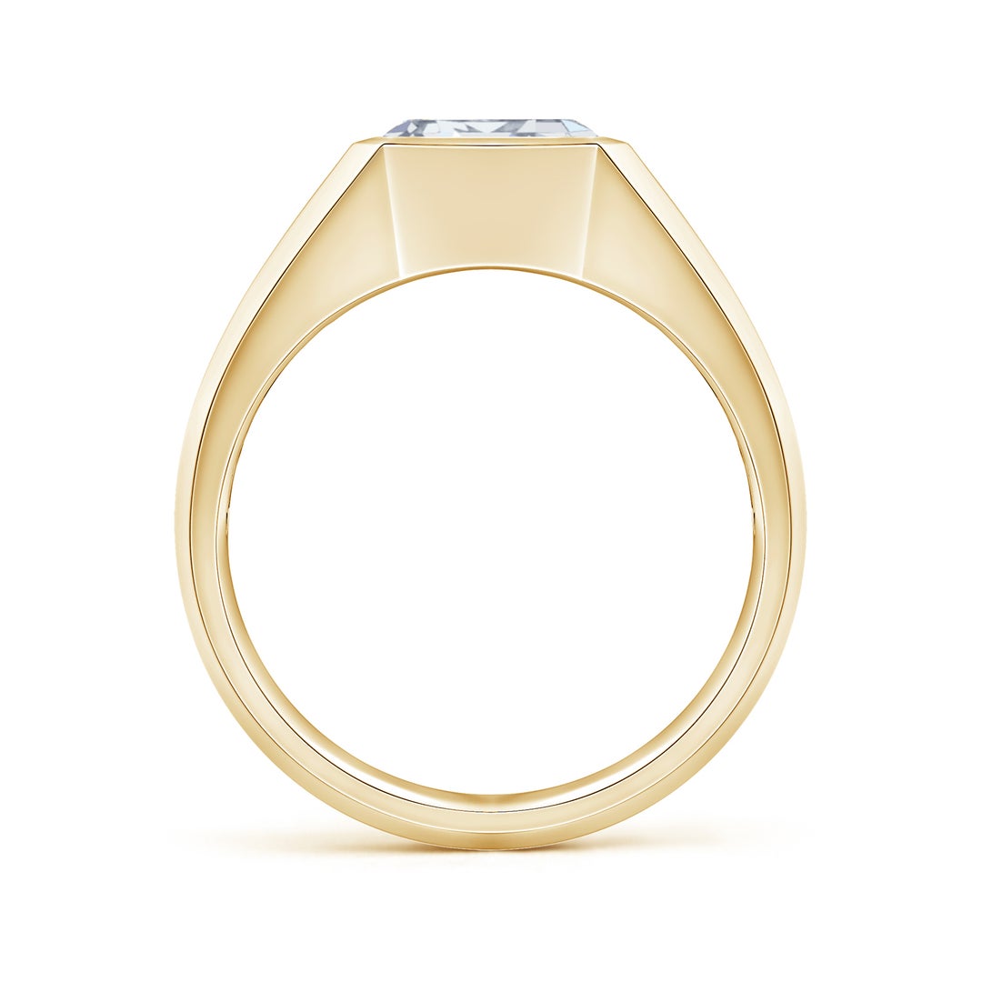 Bezel East–West Emerald-Cut Moissanite Men’s Signet Ring